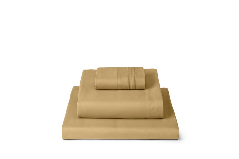 Mellanni Twin XL Sheets Set - 3 PC Iconic Collection Bedding - Hotel Luxury, Extra Soft, Cooling Bed Sheets - Wrinkle, Fade, Stain Resistant (Twin Extra Long, Gold) - Image 1